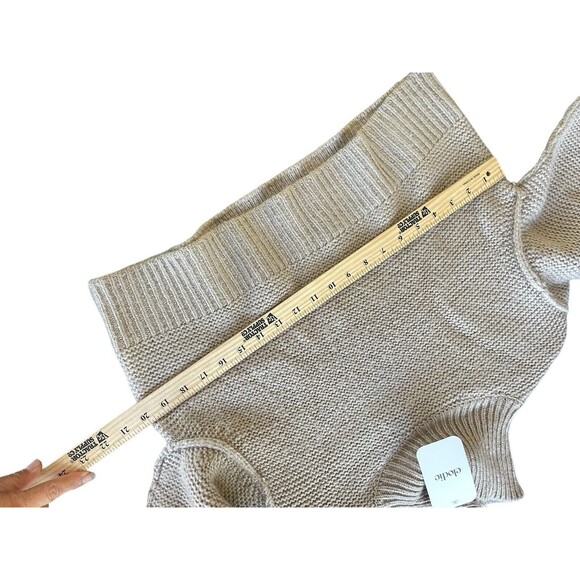 Elodie cropped‎ Chunky Knit sweater, size Small Tan Turtleneck NWT nuetral - Picture 10 of 11